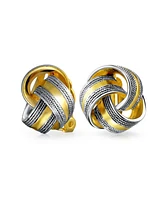 Bling Jewelry Twisted Cable Love Knot Clip-On Earrings Two-Tone Non-Pierced Black & Gold