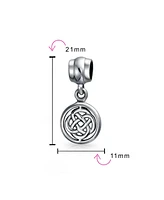 Bling Jewelry Celtic Infinity Love Knot Dangle Charm Bead in Oxidized Sterling Silver for Bracelet