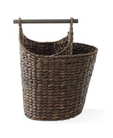 Casafield Toilet Paper Magazine Storage Basket with Roll Holder, Natural - Woven Water Hyacinth Wicker Bathroom Bin