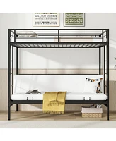 Sturdy Futon Bunk Bed with Two Ladders and Comfortable Seating