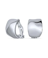 Bling Jewelry Geometric Hammered Dome Half Hoop Clip-On Earrings For Non-Pierced Ears