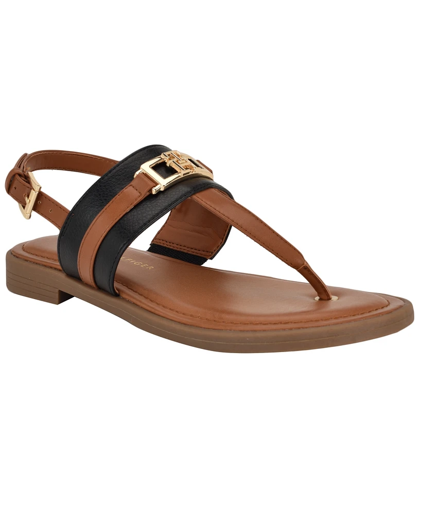 Tommy Hilfiger Women's Carree T-Strap Flat Sandals