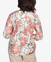 Alfred Dunner Women's Catalina Island Bold Floral Textured Top