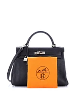Pre-Owned HERMES Kelly 32 Handbag Black Togo with Brushed Palladium Hardware