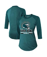 Majestic Women's Midnight Green Philadelphia Eagles Super Bowl Lix Hard Count Tri-Blend Raglan 3/4-Sleeve T-Shirt