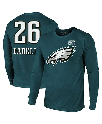 Majestic Men's Saquon Barkley Midnight Green Philadelphia Eagles Super Bowl Lix Player Name Number Tri-Blend Long Sleeve T-Shirt