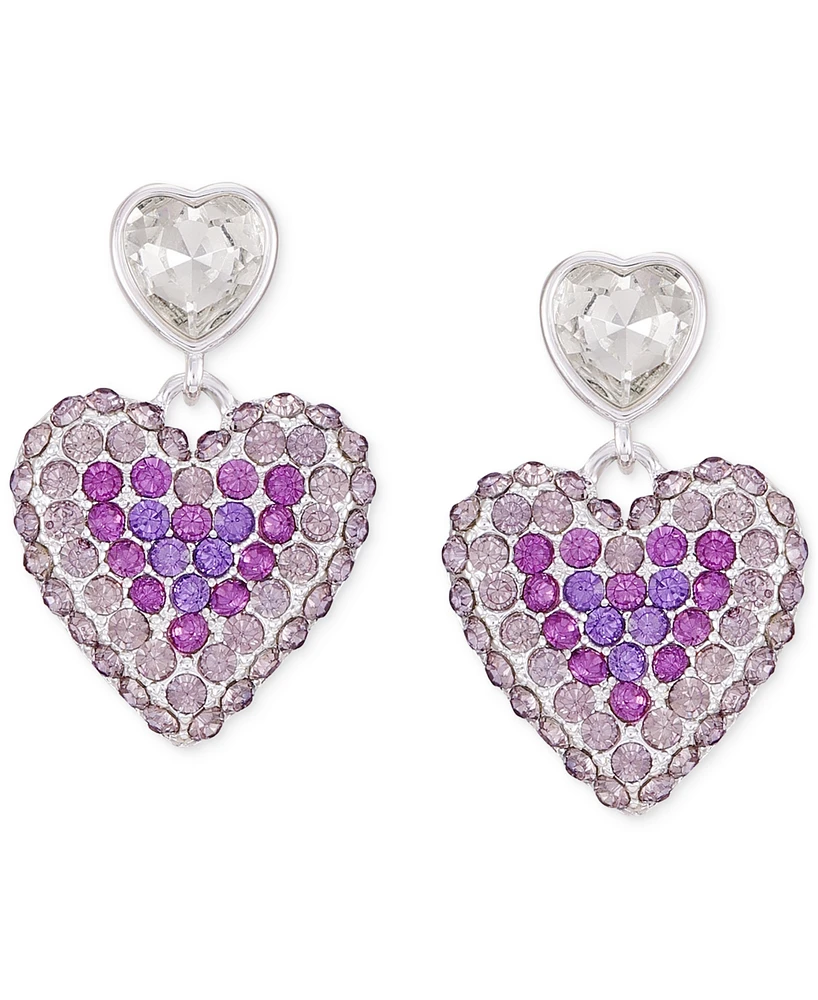 Guess Crystal Double Heart Linear Earrings