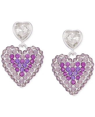 Guess Crystal Double Heart Linear Earrings
