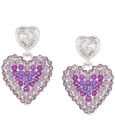 Guess Crystal Double Heart Linear Earrings