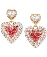 Guess Crystal Double Heart Linear Earrings