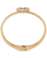 Guess Gold-Tone Crystal Heart Hinge Bangle Bracelet