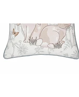 18" x 18" Garden Toile Easter Bunnies Embroidered Decorative Throw Pillow