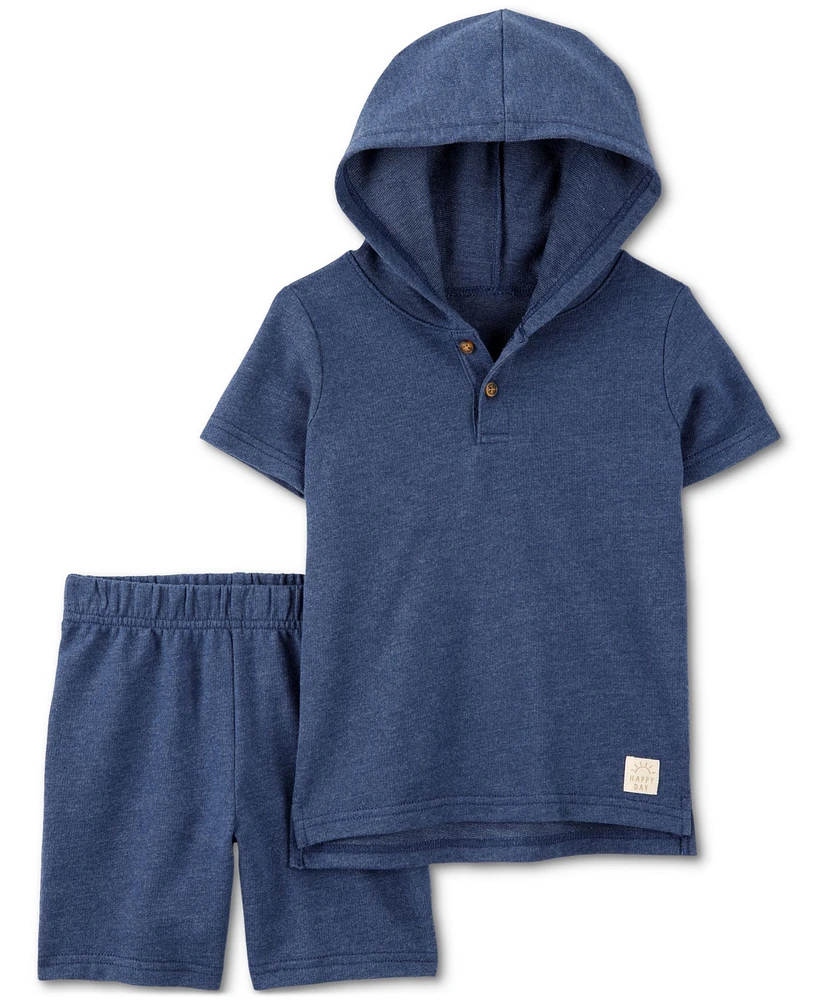 Carter's Toddler Boy Solid 2-Piece Hoodie & Shorts Set