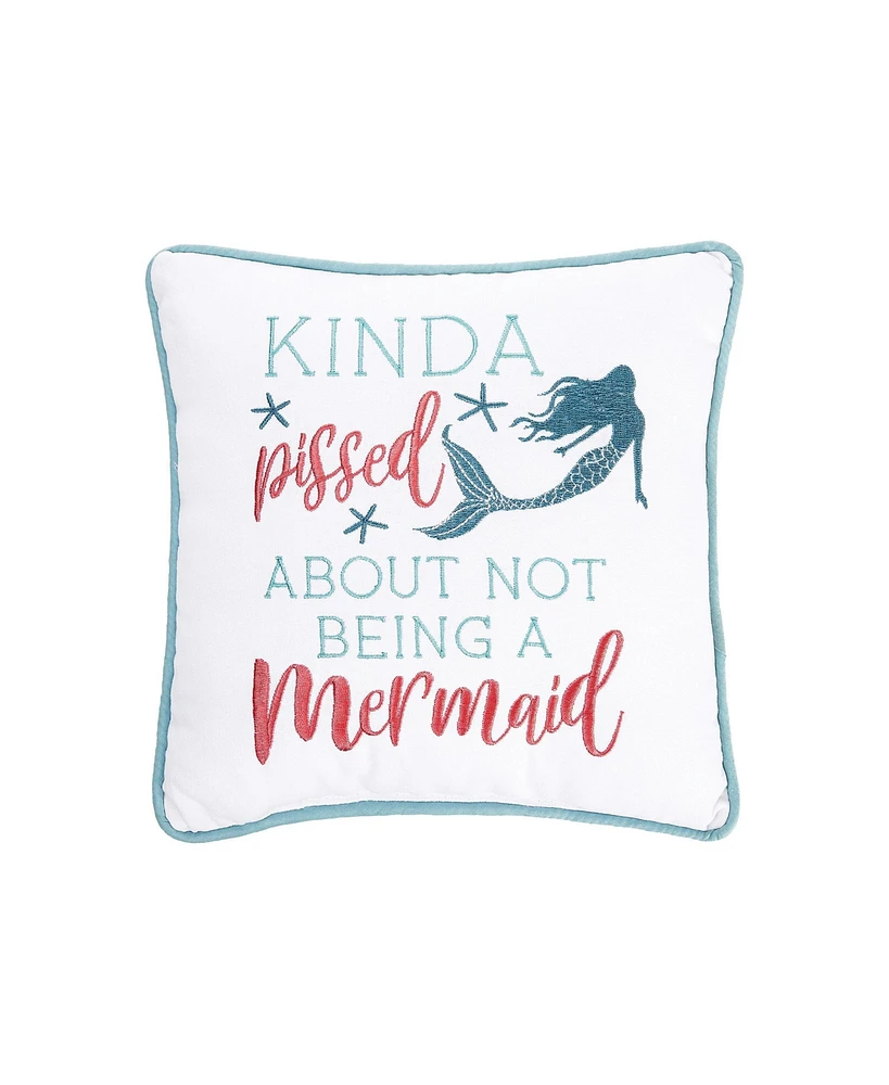 10" x 10" Not A Mermaid Embroidered Small Petite Throw Pillow