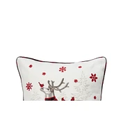 18" x 18" Frosty Deer Embellished Christmas Throw Pillow