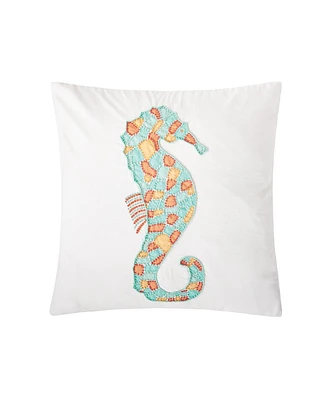 18" x 18" Grand Seahorse Beaded Pillow