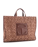 Pre-Owned Telfar Large Shopping Tote Monogram Jacquard with Faux Leather