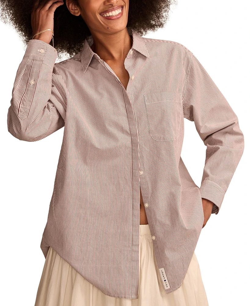 Lucky Brand Women's Cotton Poplin Oversized Button-Back Shirt