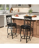 Set of 2 Bar Stools with Backrest and Footrest for Comfortable Kitchen or Home Bar Seating