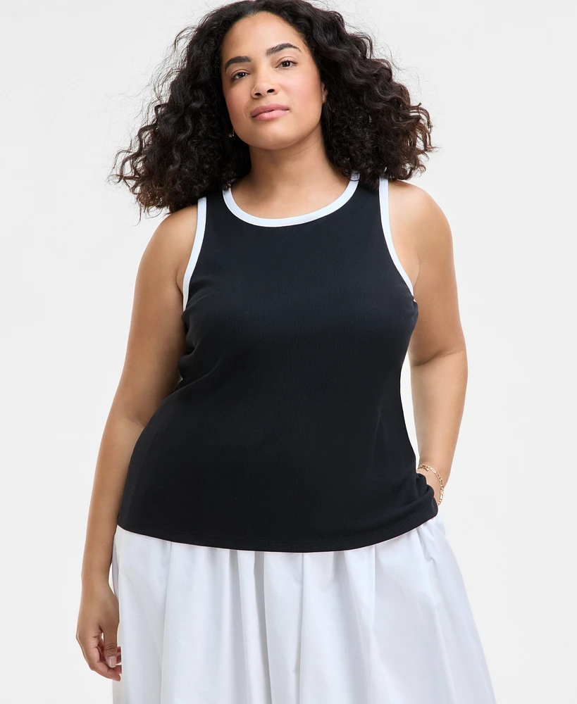 On 34th Trendy Plus Contrast Tipped Tank Top, Exclusively at Macy's