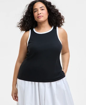 On 34th Trendy Plus Contrast Tipped Tank Top, Exclusively at Macy's