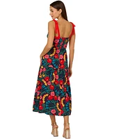 Adrianna by Adriana Papell Women's Printed Bow-Strap Midi Dress