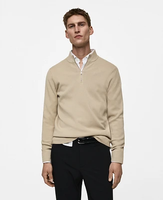 Mango Men's Slim-Fit Quarter-Zip Knit Sweater