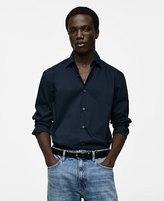 Mango Men's Regular-Fit Stretch Cotton Shirt