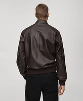 Mango Men's Pocket Leather Biker Jacket