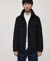 Mango Men's Wool-Blend Detachable Hood Coat