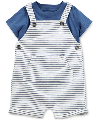 Carter's Baby Boys 2-Pc. Cotton T-Shirt & Striped Shortall Set