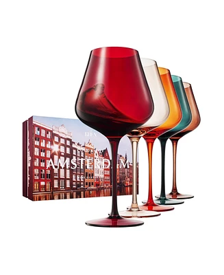 The Wine Savant Colors of Amsterdam Wine Glasses, Set of 5