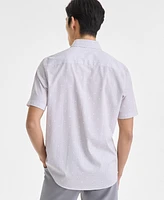 Alfani Men's Short Sleeve Diamond Print Button-Front Performance Shirt, Exclusively at Macy's