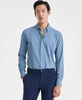 Alfani Men's Illusion Long Sleeve Geo Print Button-Front Performance Shirt, Exclusively at Macy's