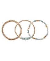 Rachel Rachel Roy Gold Tone and Semi-Precious Bead 3pc Stretch Bracelet Set