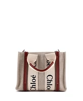 Pre-Owned Chloe Small Woody Convertible Tote Canvas with Leather