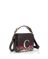 Pre-Owned Chloe Mini C Flap Bag Leather with Embossed Detail
