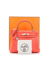Pre-Owned HERMES Kelly 28 Handbag Red Clemence with Palladium Hardware