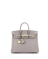 Pre-Owned HERMES Birkin 25 Handbag Grey Novillo with Gold Hardware