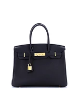 Pre-Owned HERMES 30 3-in-1 Birkin Bag Black Togo and Swift with Toile and Gold Hardware