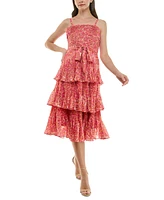 Taylor Women's Printed Pleated Tiered Midi Dress