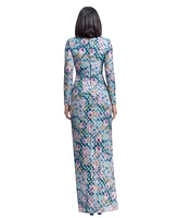 Dress the Population Women's Romera Printed Foil Dot Long-Sleeve Gown