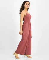 And Now This Petite Repeat Cargo-Pocket Jumpsuit, Exclusively at Macy's