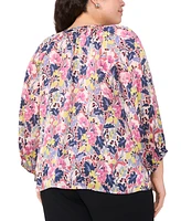 Vince Camuto Plus Printed Raglan-Sleeve Blouse