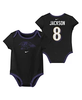 Nike Baby Boys and Girls Lamar Jackson Baltimore Ravens Name Number 3-Pack Bodysuit Set