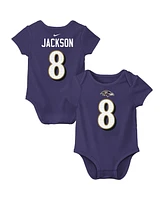 Nike Baby Boys and Girls Lamar Jackson Purple Baltimore Ravens Player Name Number Bodysuit