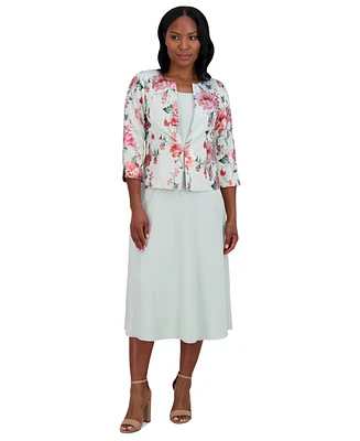 Jessica Howard Petite 2-Pc. Floral-Print Jacket & Midi Dress Set