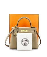 Pre-Owned HERMES Kelly 28 Handbag Light Clemence with Gold Hardware
