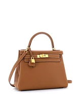 Pre-Owned HERMES Kelly 28 Handbag Brown Togo with Gold Hardware