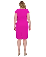 Jessica Howard Plus Cap-Sleeve Side-Knot Dress